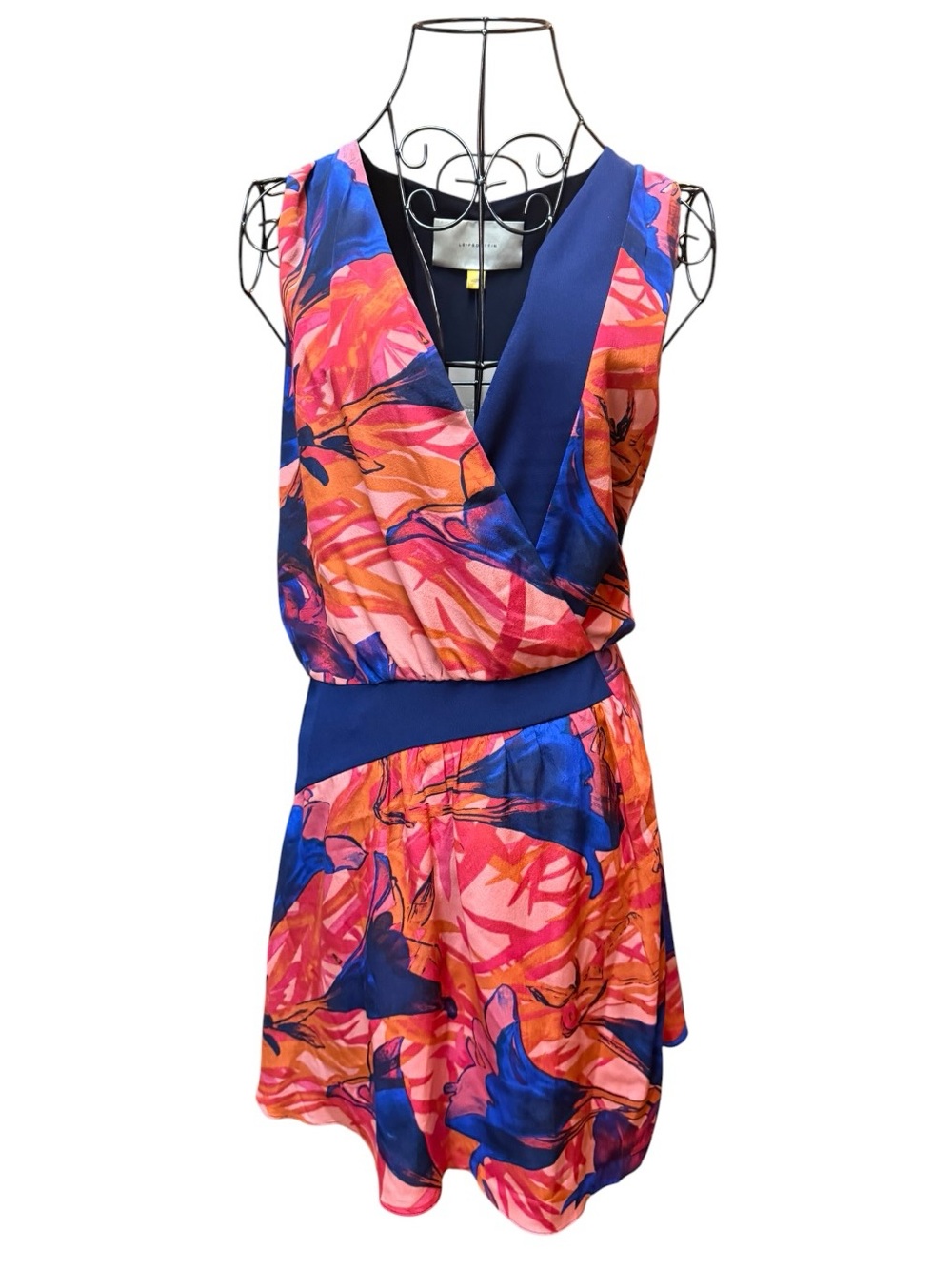 NWT Anthropologie Leifsdottir Vibrant Orange & Blue Floral Dress